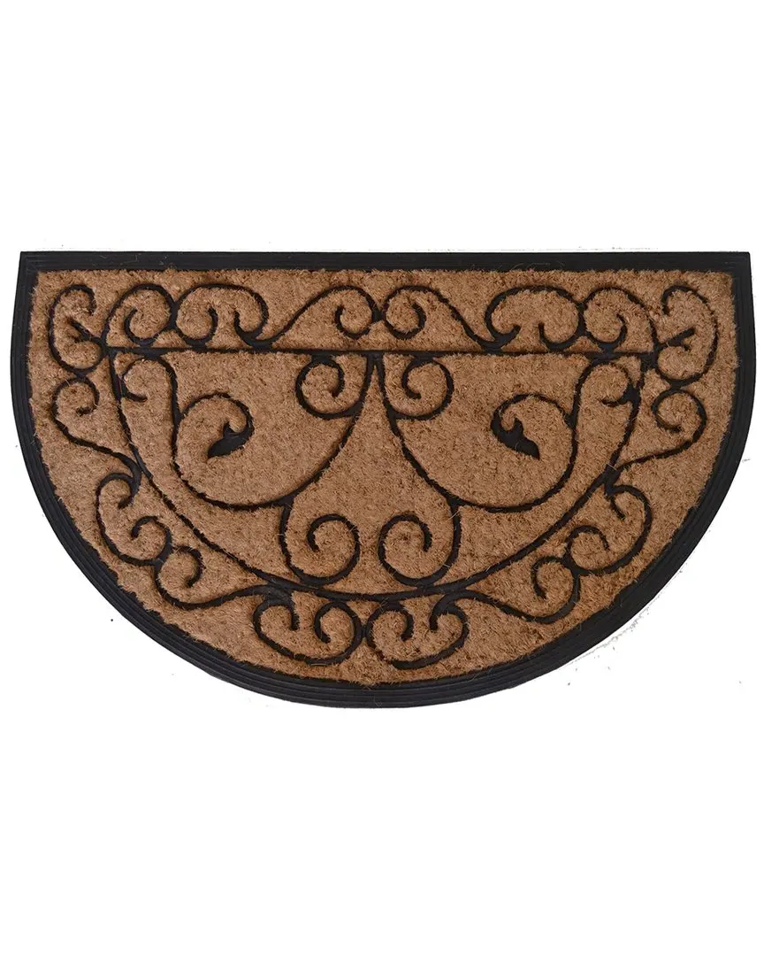 Swirls Half Round Doormat - Brown, Coir image
