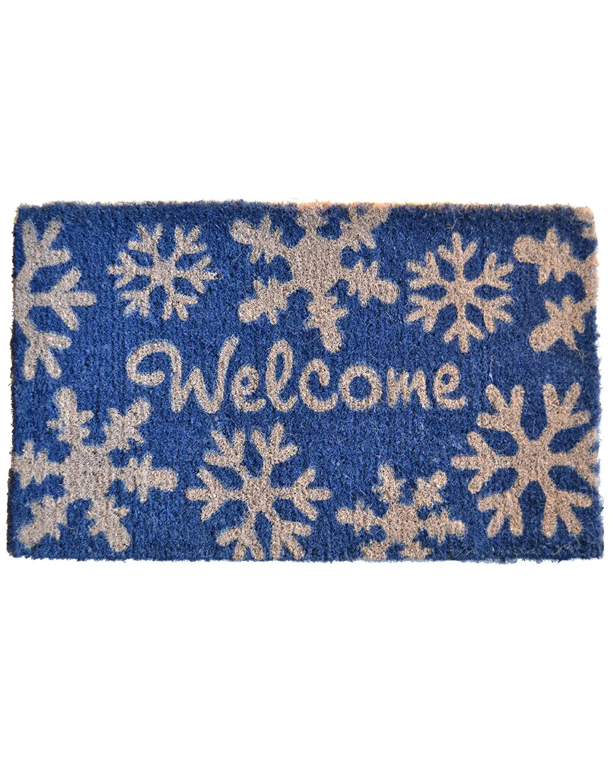 Welcome Snow Flakes Doormat - Blue, Coir