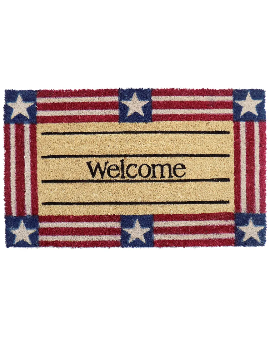 Welcome Stars and Stripes Doormat - Multicolor, Coir