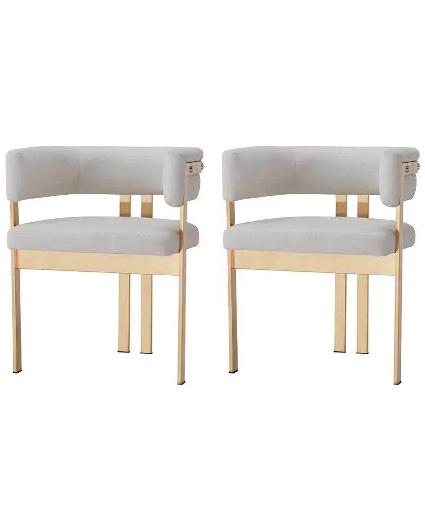 Set of 2 Dining Chairs - White, Faux Leather image