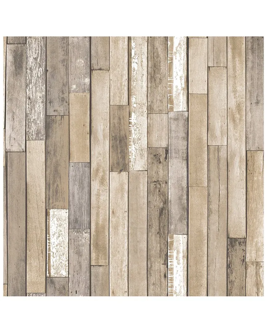 Weathered Plank Barn Peel & Stick Wallpaper - Brown