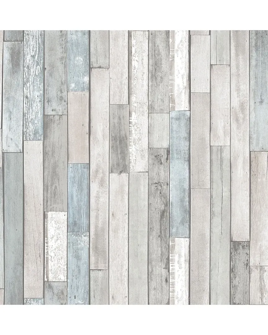Weathered Plank Shore Peel & Stick Wallpaper - Multicolor image