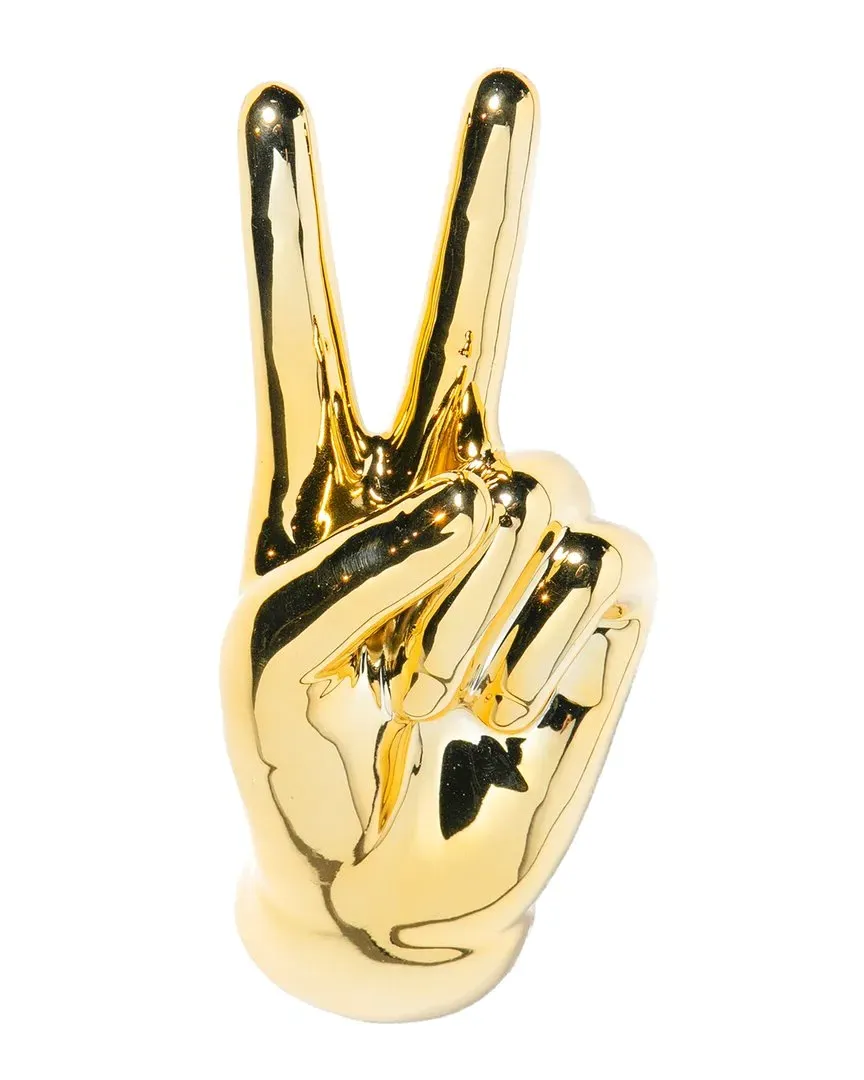 Plus Gold Peace Hand Wall Mount - Gold, Ceramic image
