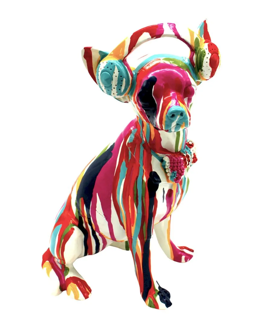 Plus Graffiti Chihuahua with Headphones - Multicolor, Resin