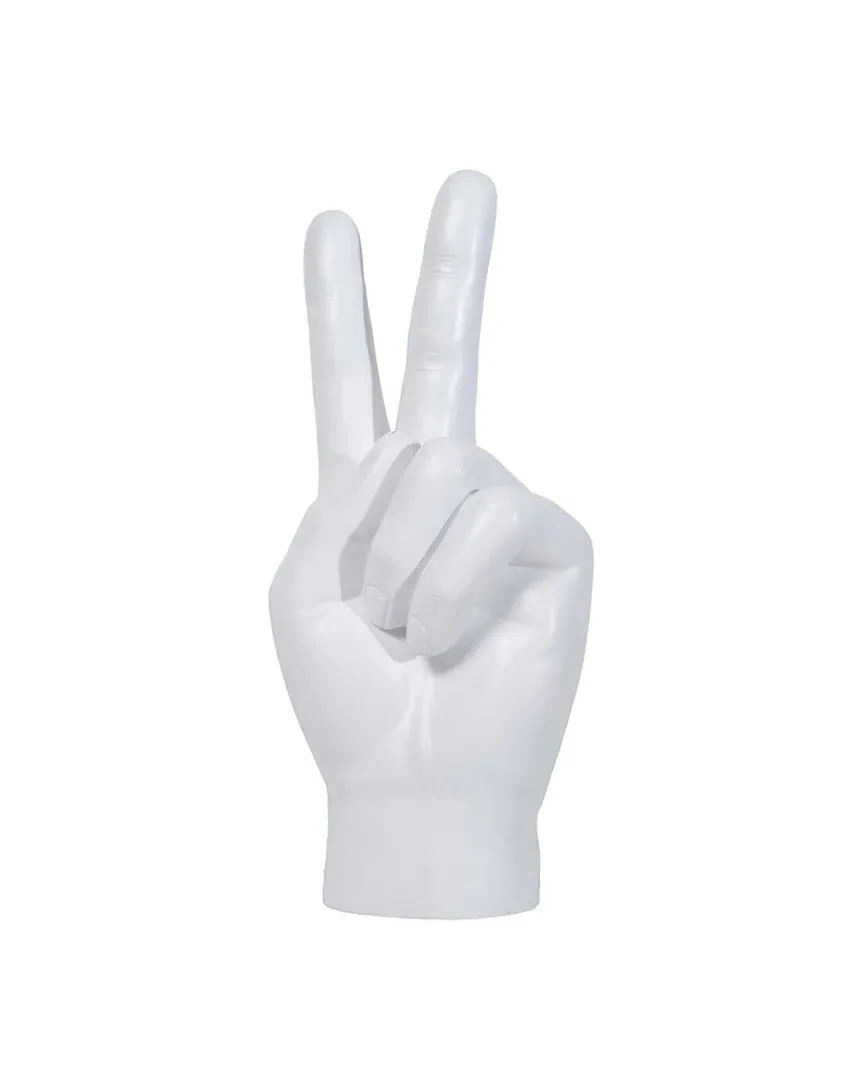 Plus Peace Sign Decor - White, Ceramic