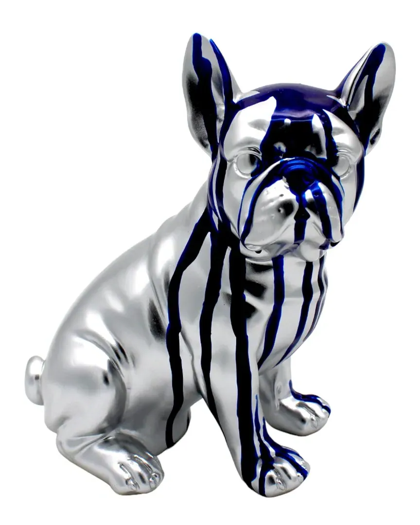 Plus Sitting Blue Dripping French Bulldog Figurine - Multicolor, Resin image