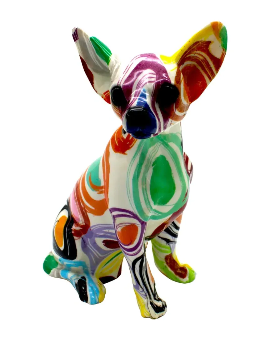 Plus Sitting Swirly Circle Chihuahua Figurine - Multicolor, Resin