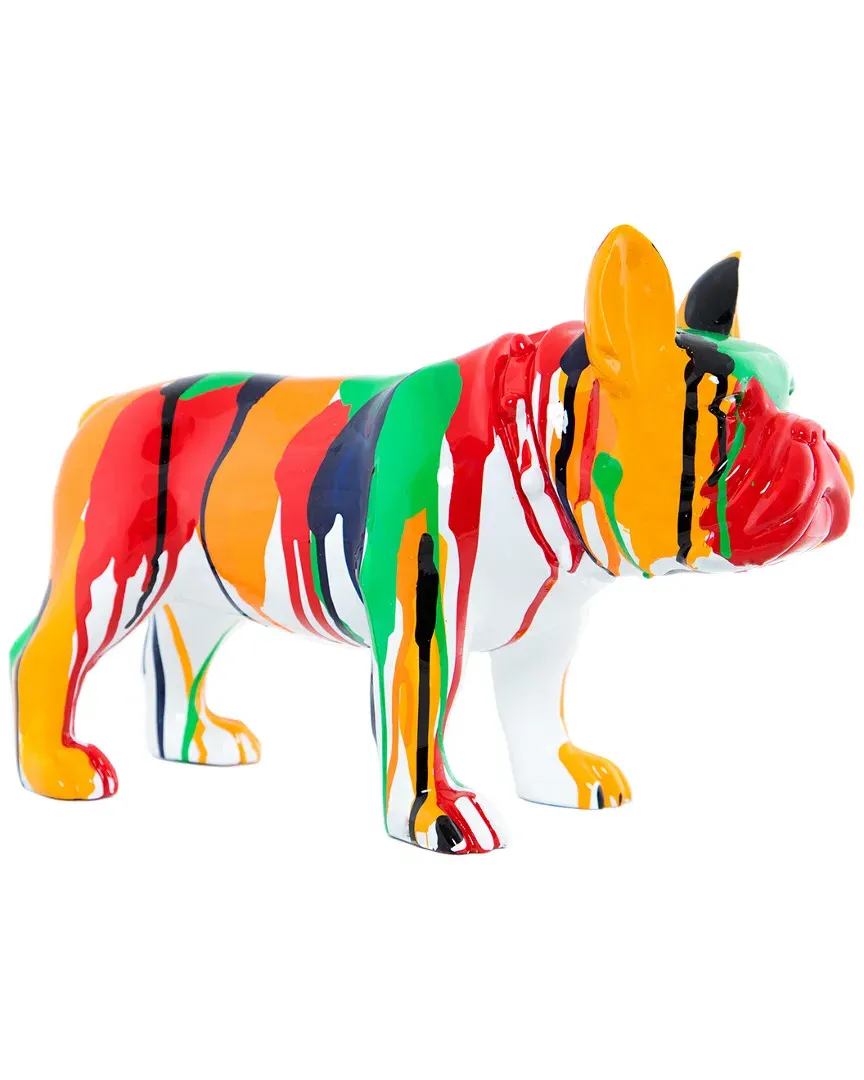 Plus Standing Bulldog Splatter Art Figurine - Multi-Color, Resin