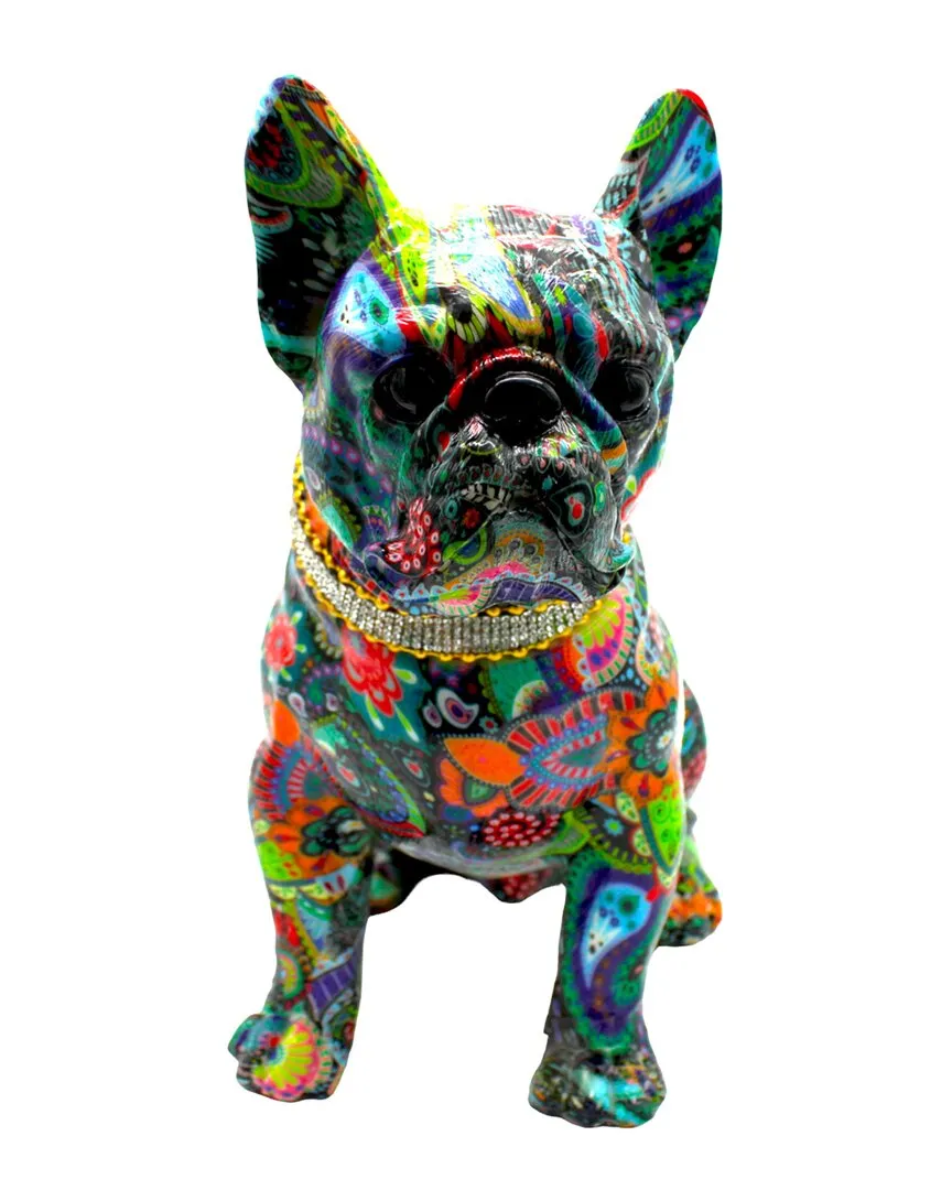 Plus Standing French Bulldog with Necklace - Multicolor, Resin