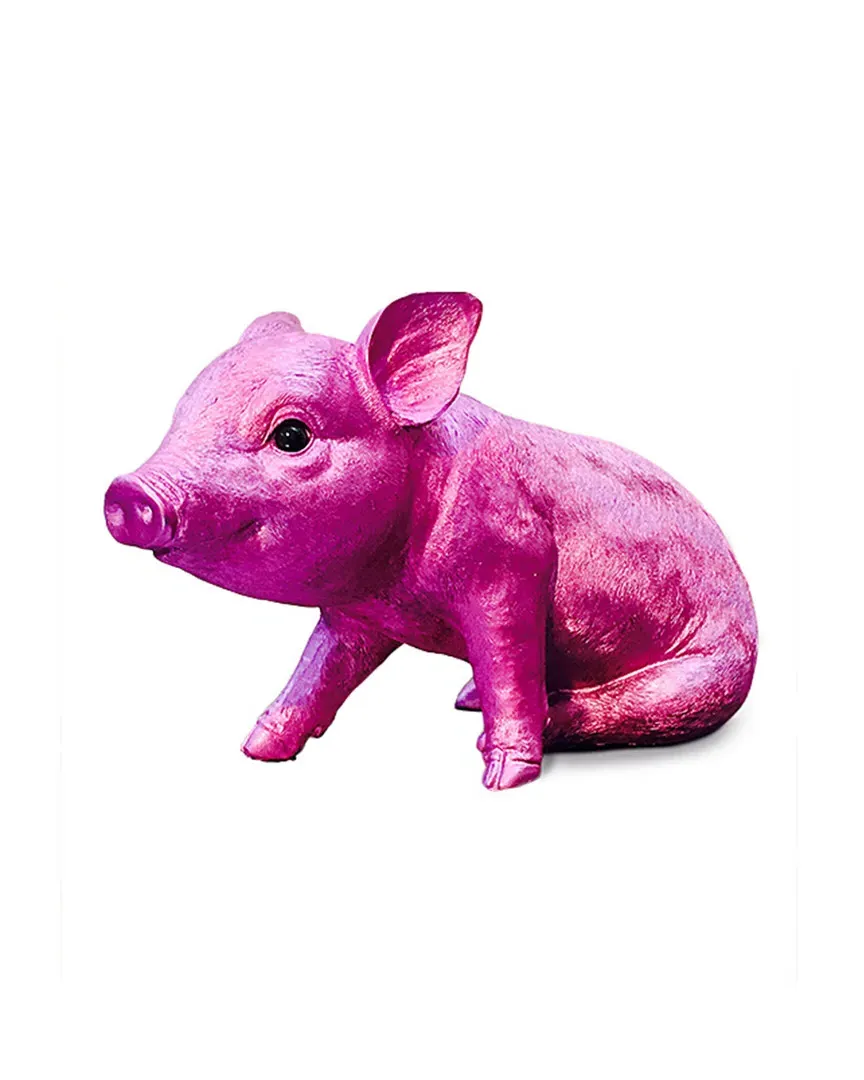 Plus Standing Piggy Figurine - Chrome, Resin image