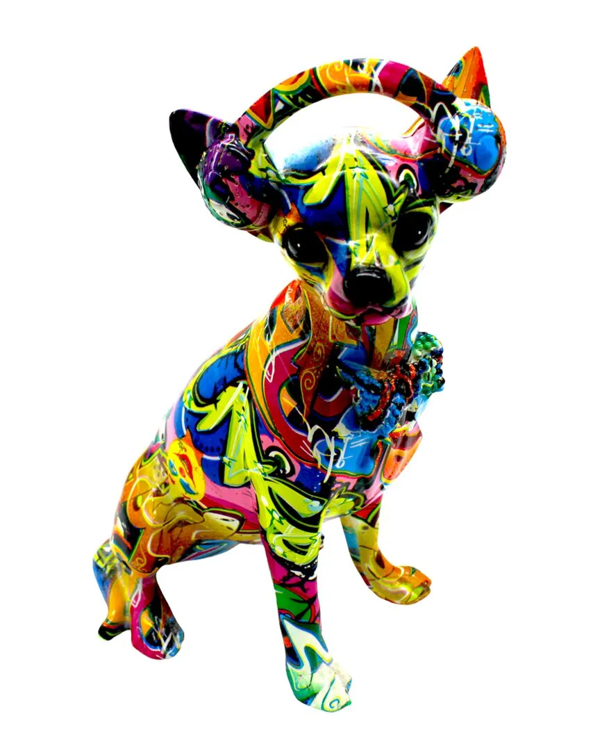 Plus Street Art Chihuahua with Headphone - Multicolor, Resin