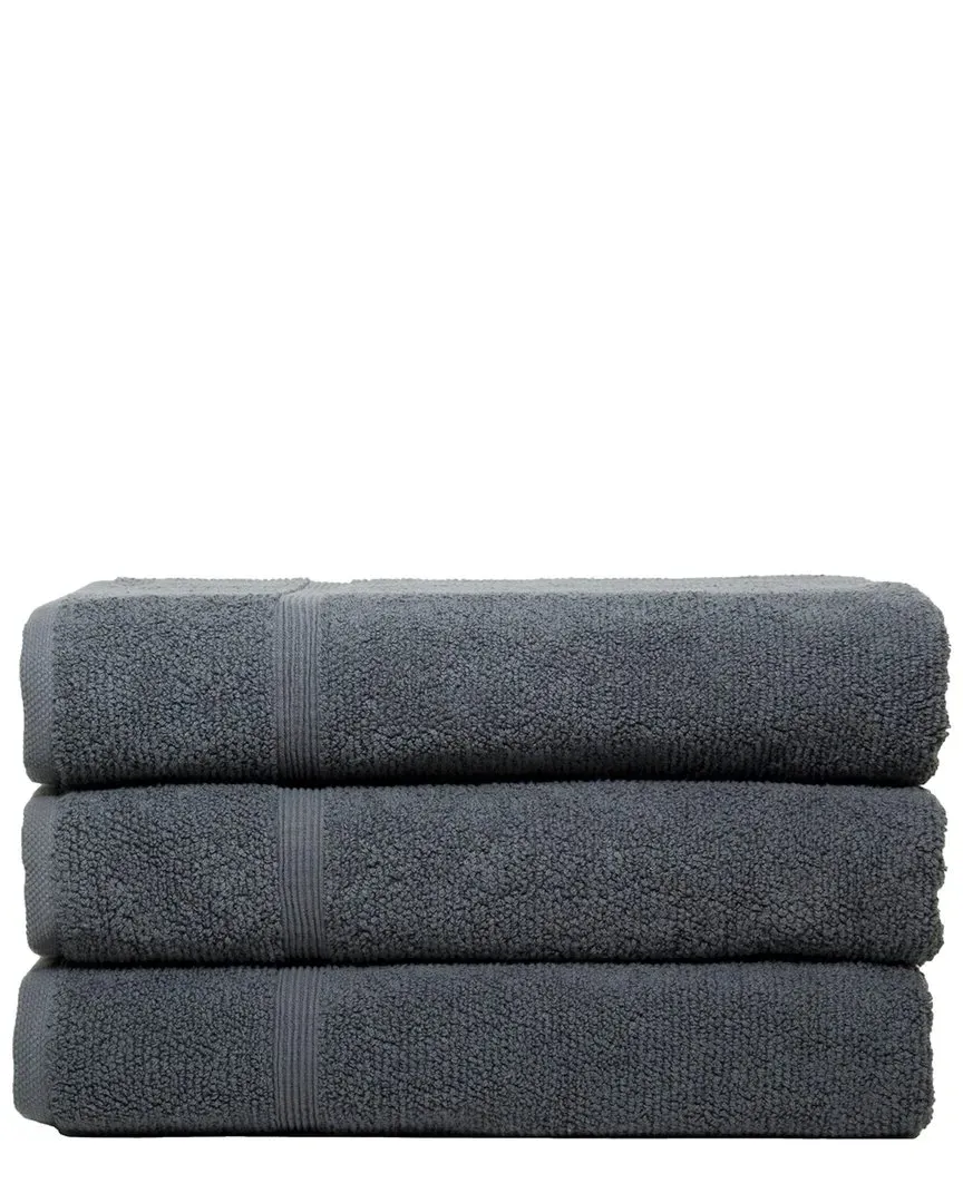 Set of 3 Rice Effect Bath Towels - Grey, Cotton