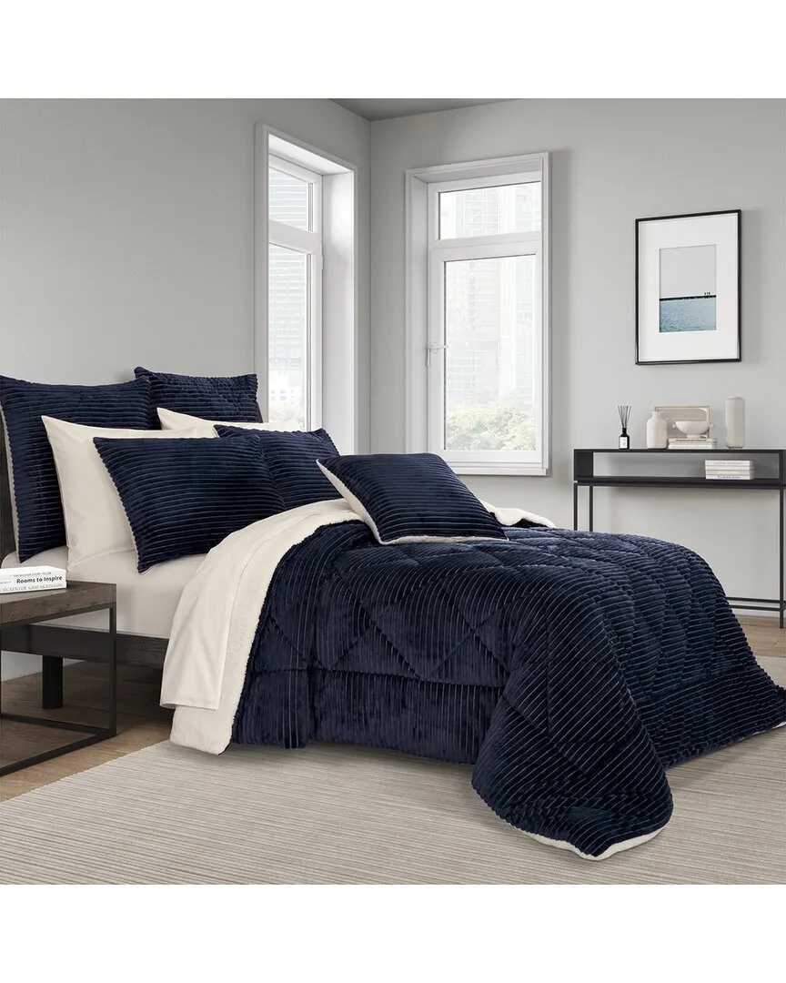 Everett Comforter Set - Navy, Polyester