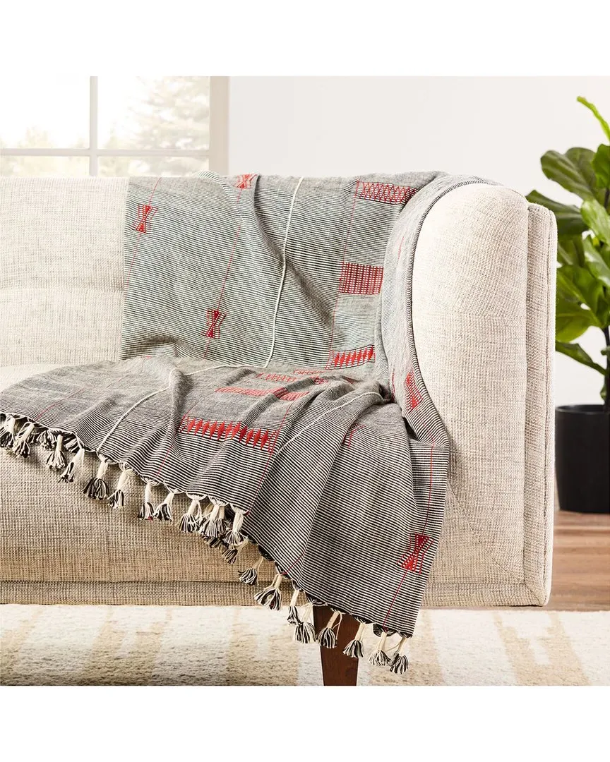 Hebron Hand-Loomed Throw - Black, Cotton image