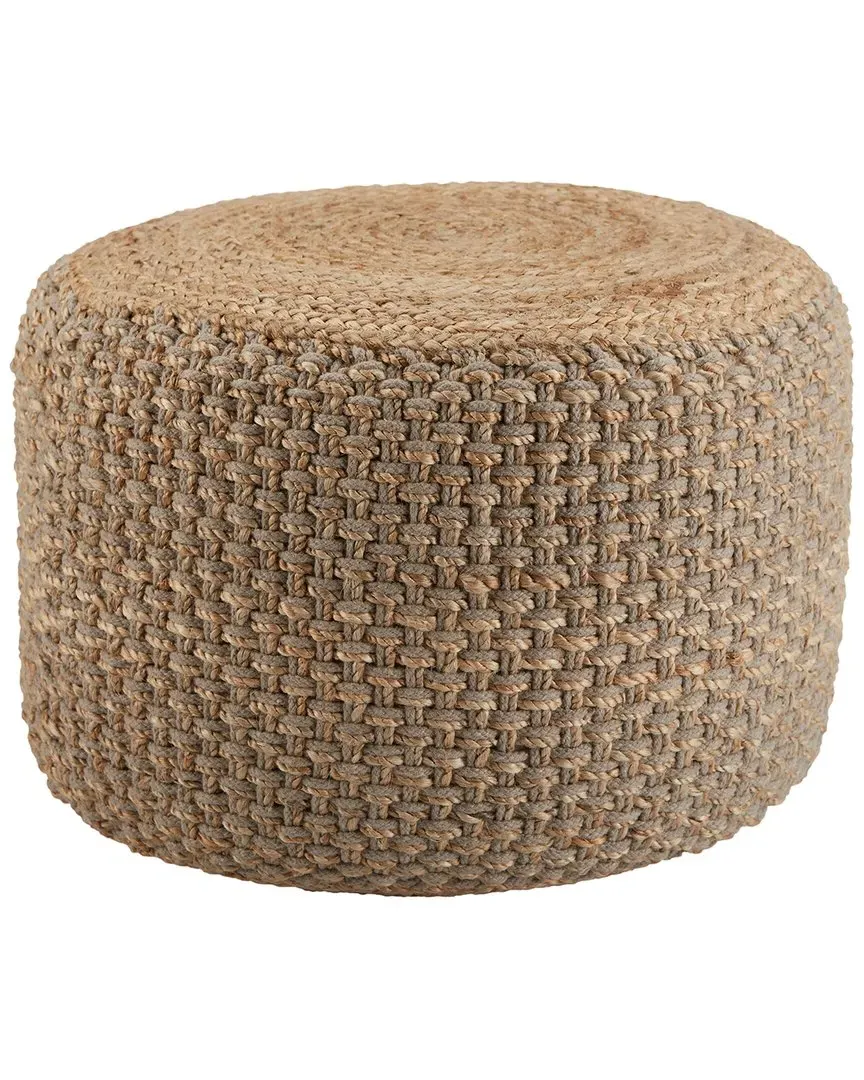 Kealani Trellis Cylinder Pouf - Gray, Jute image