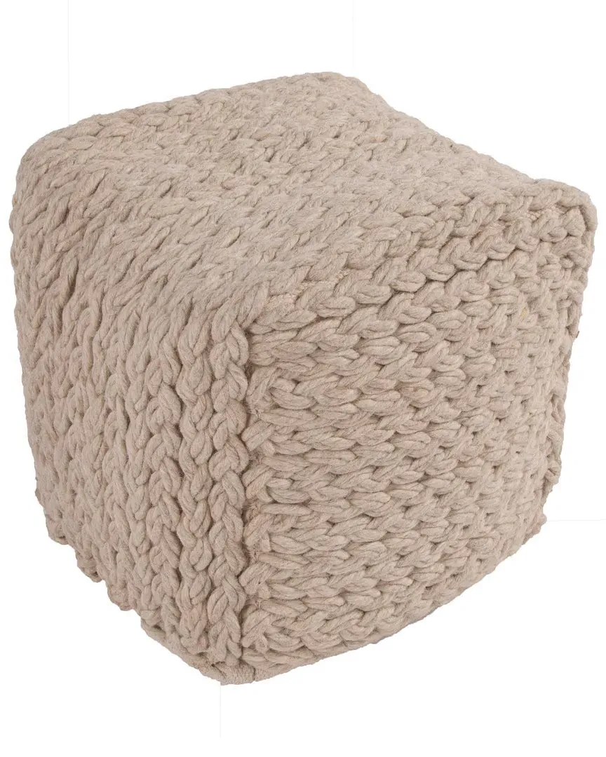 Kyran Textured Cube Pouf - Cream, Wool image