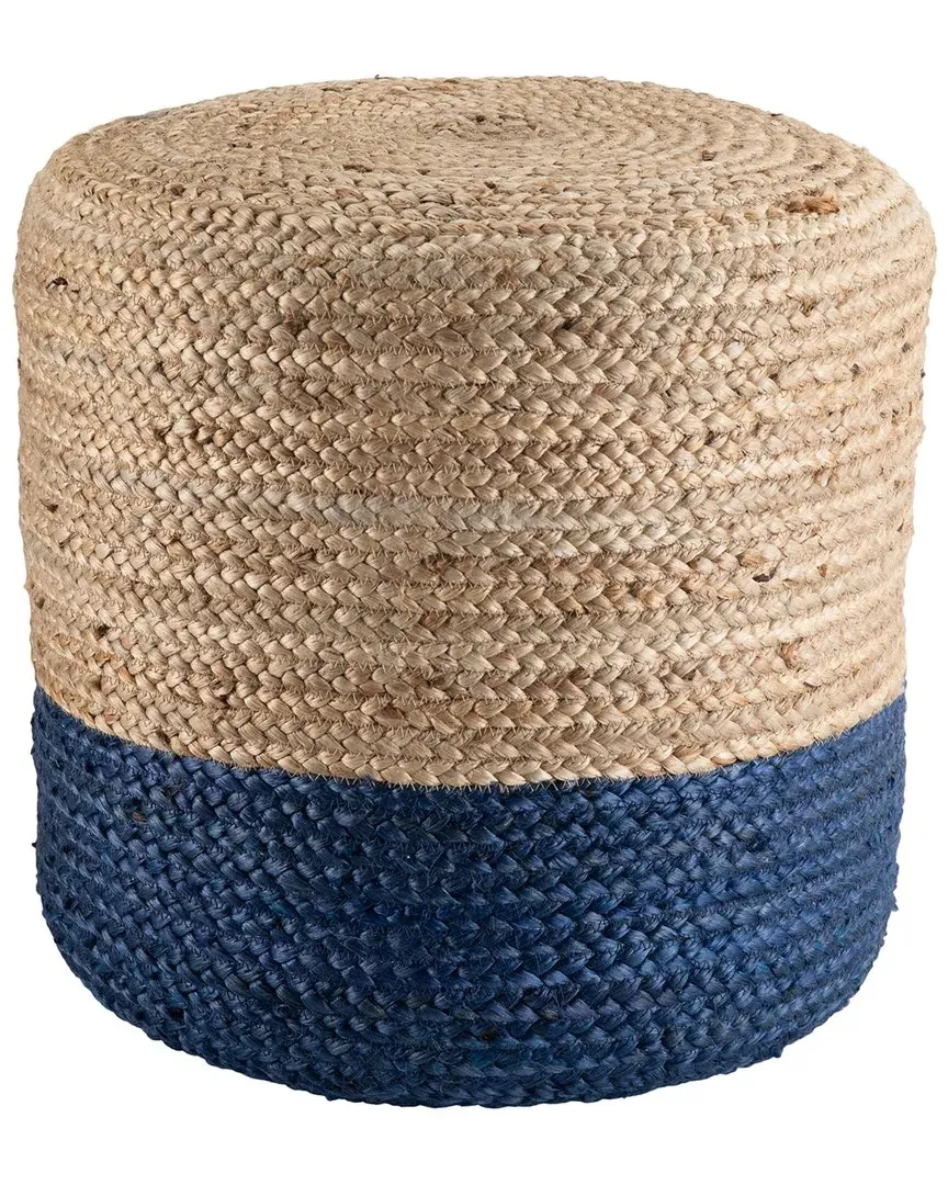 Oliana Ombre Cylinder Pouf - Blue, Jute