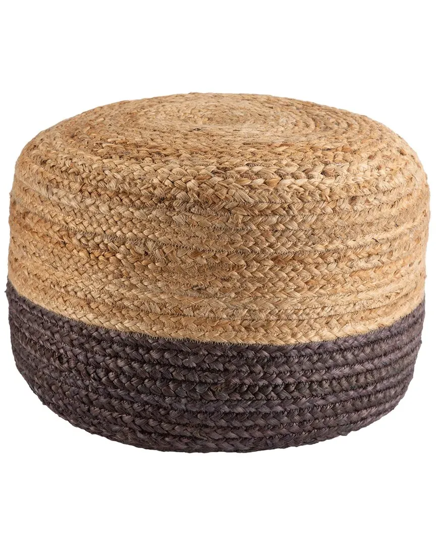 Oliana Ombre Cylinder Pouf - Dark Gray, Jute image
