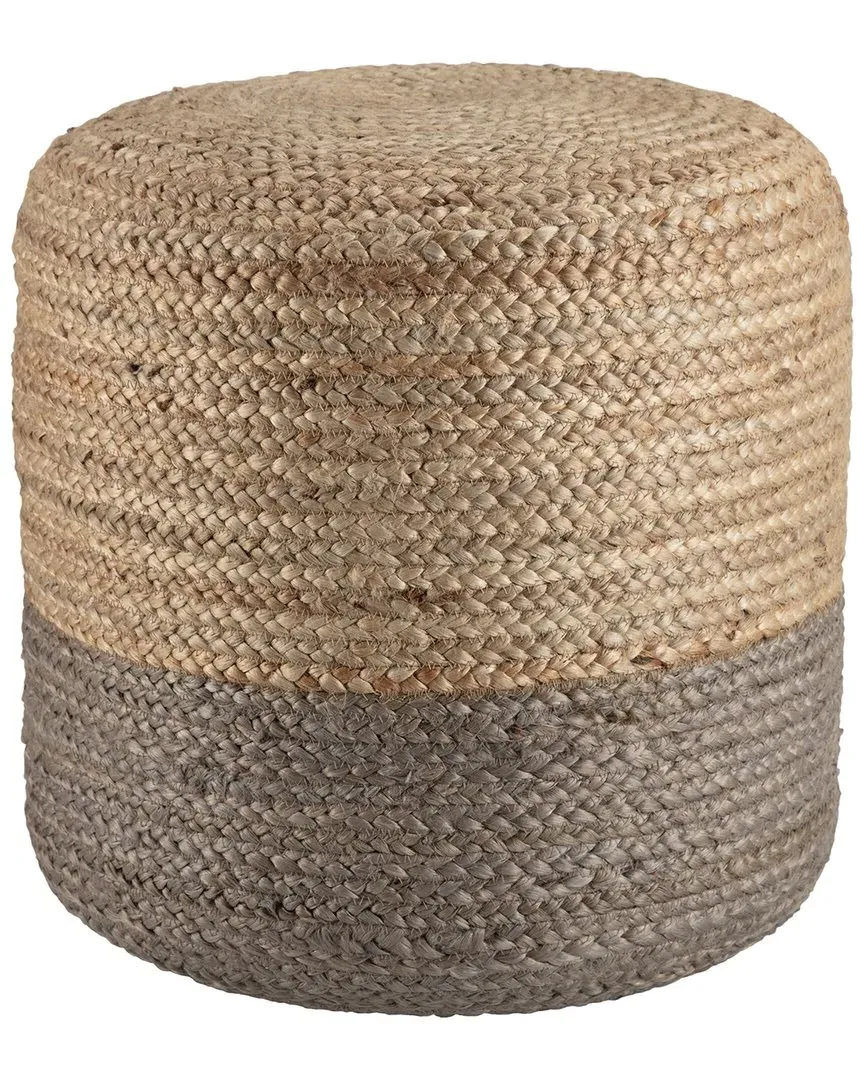 Oliana Ombre Cylinder Pouf - Taupe, Jute