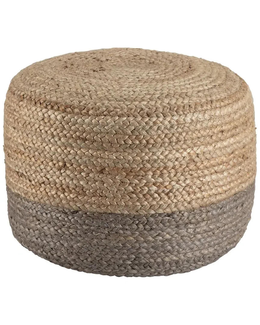 Oliana Ombre Cylinder Pouf - Taupe, Jute