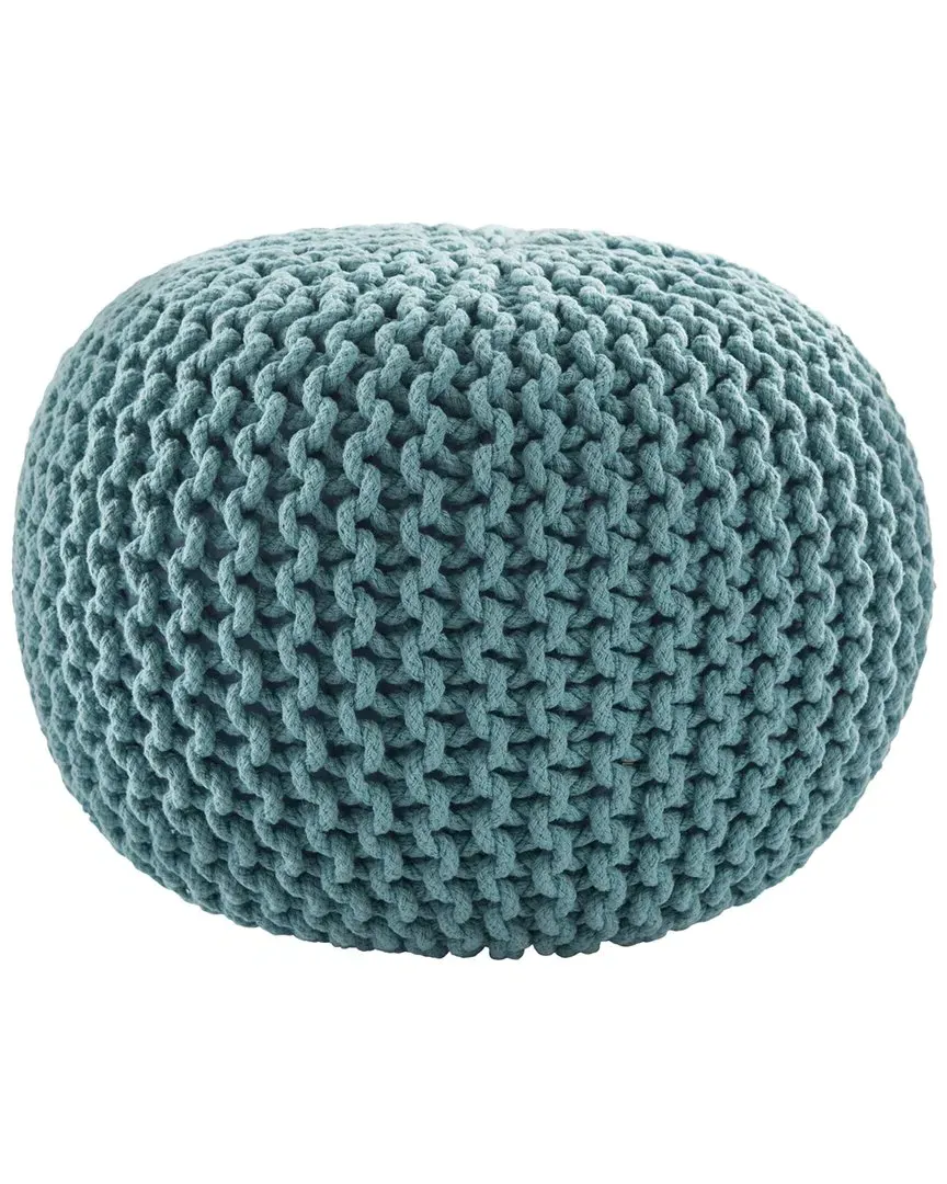 Spectrum Textured Round Pouf - Aqua, Cotton image