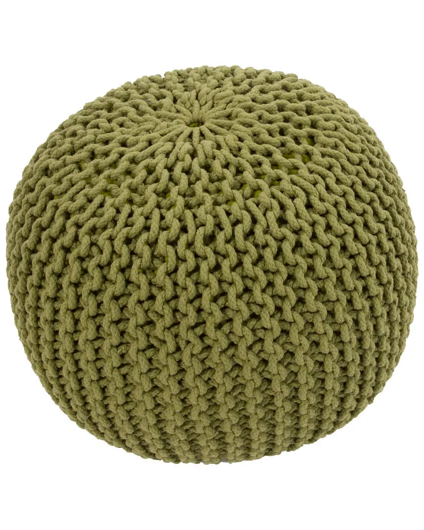 Spectrum Textured Round Pouf - Green, Cotton