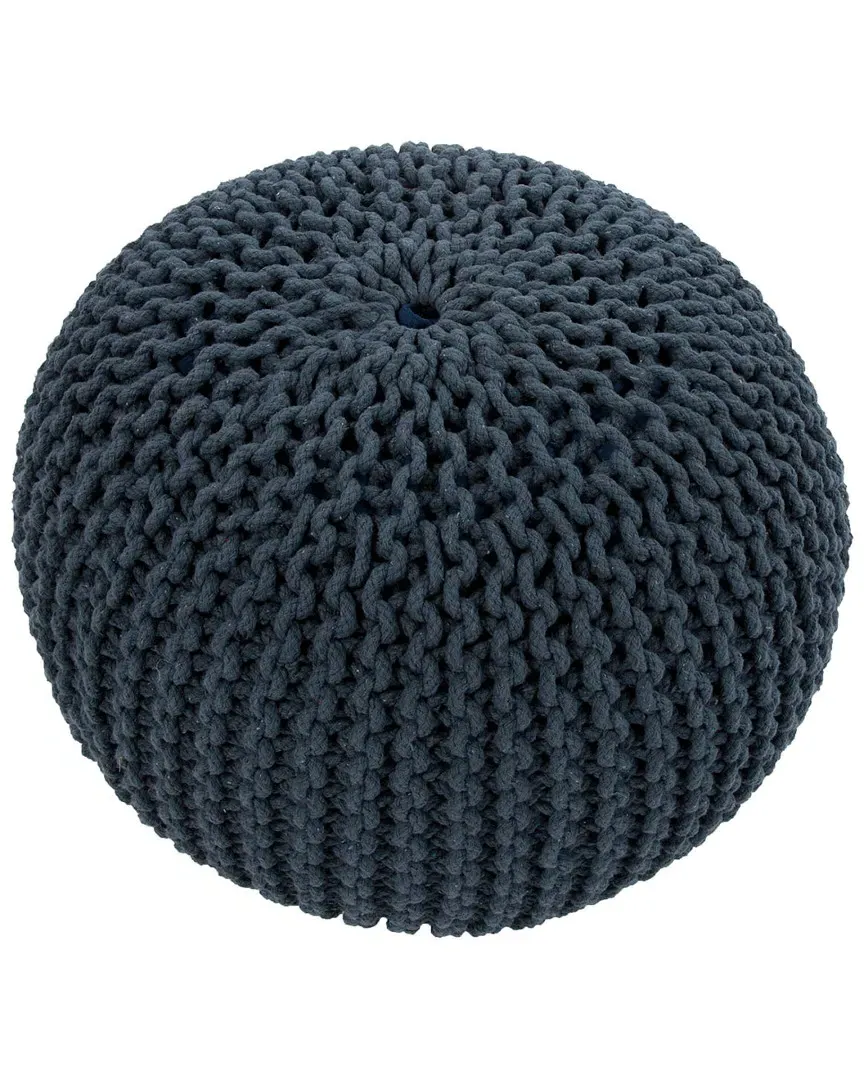 Spectrum Textured Round Pouf - Navy, Cotton