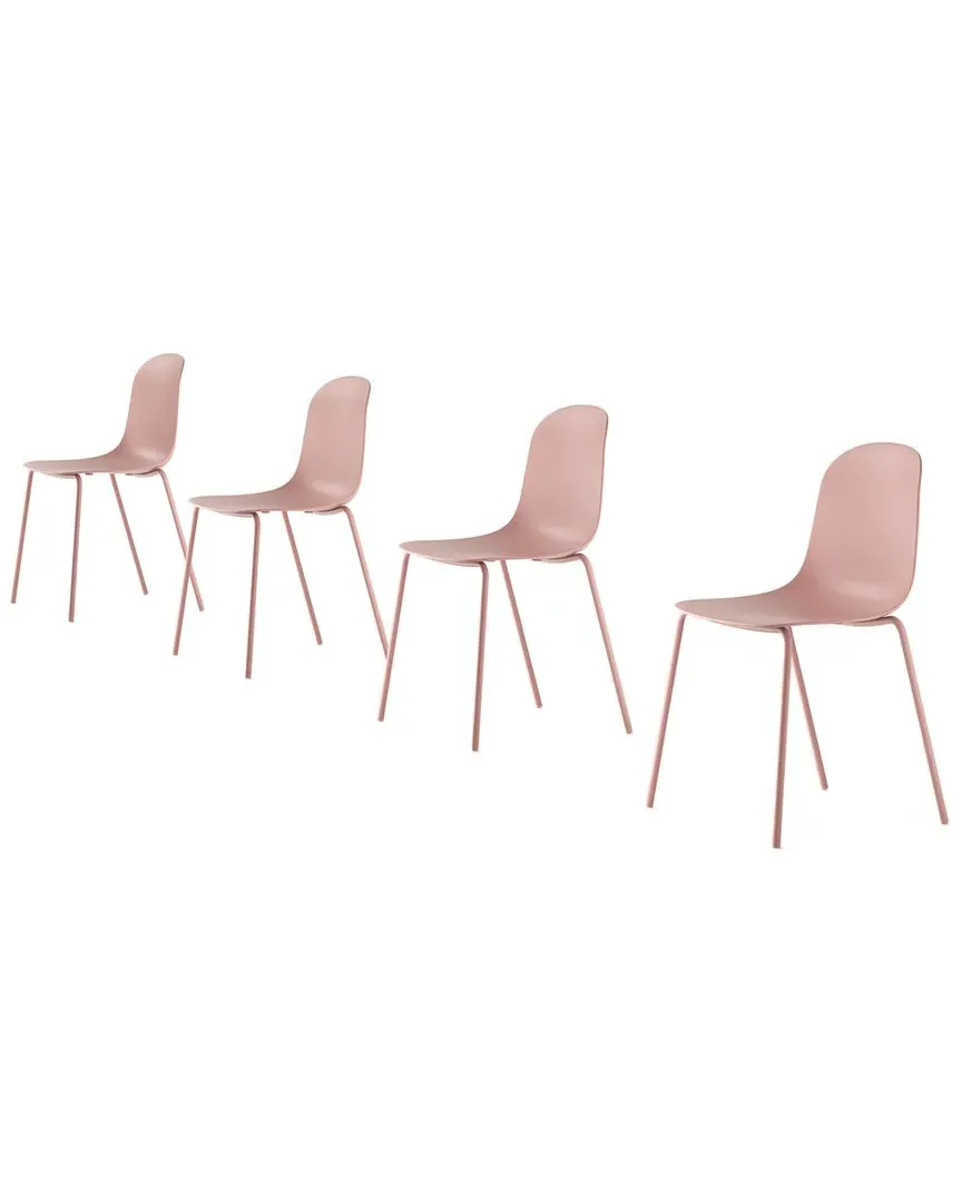 Serena Set of 4 Dining Chairs - Pink, Polypropylene