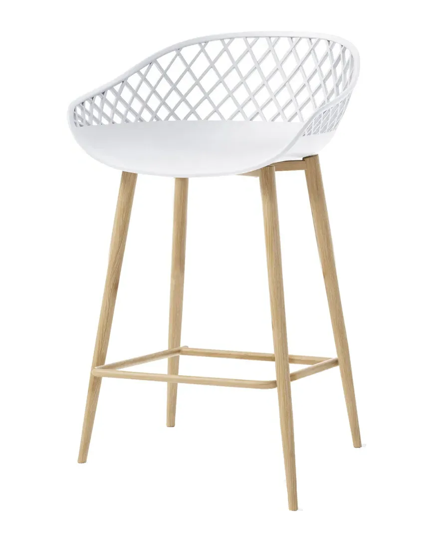 Set of 2 Kurv Counter Stools - White, Natural image