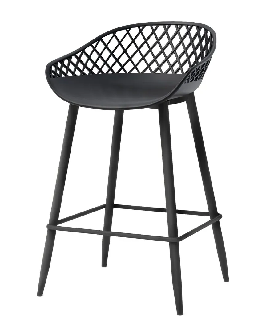 Set of 2 Kurv Counter Stools with Low Back - Black image