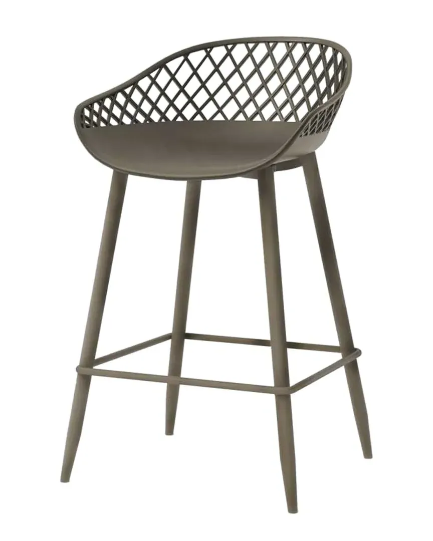 Set of 2 Kurv Counter Stools with Low Back - Warm Gray