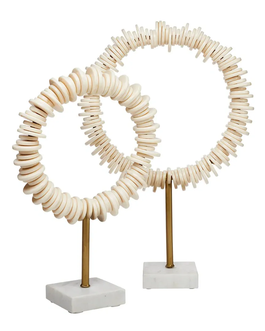 Arena Ring Sculptures Set of 2 - Cream, White Marble image