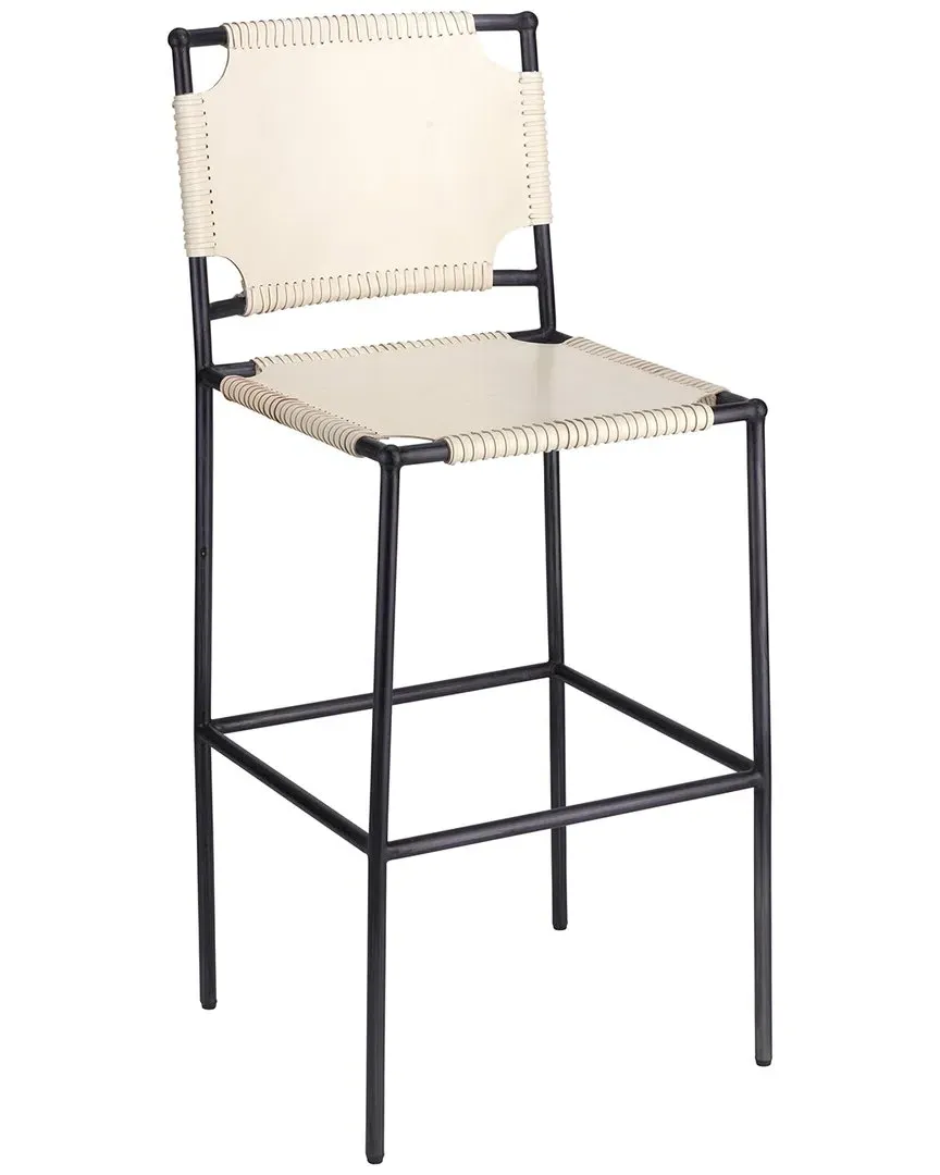 Asher Bar Stool - Off-White, Leather