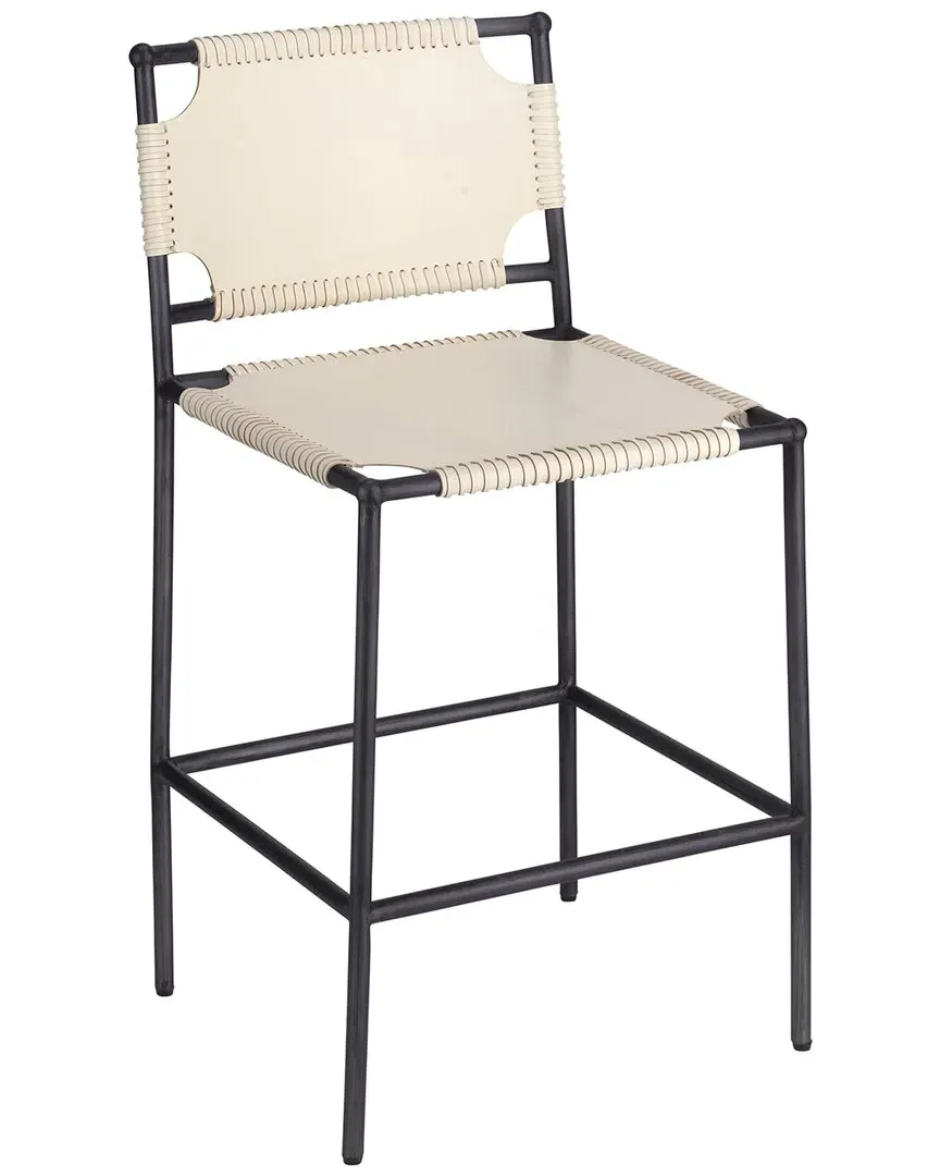 Asher Counter Stool - Off-White, Leather