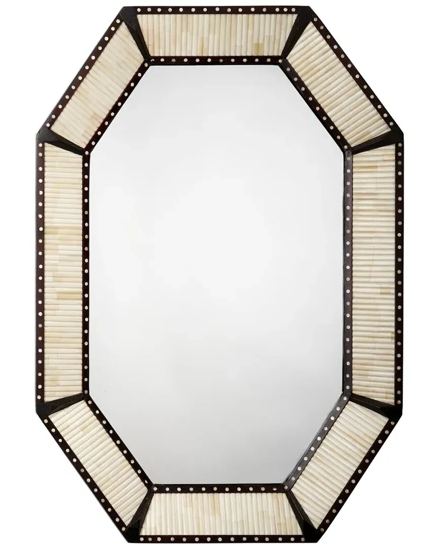 Colony Octagonal Wall Mirror - Off White, Mango Wood image