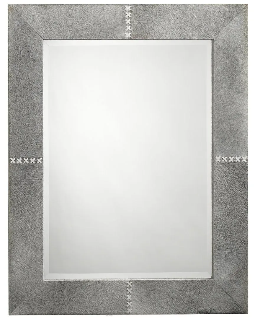Cross Stitch Rectangle Mirror - Grey, Hide image