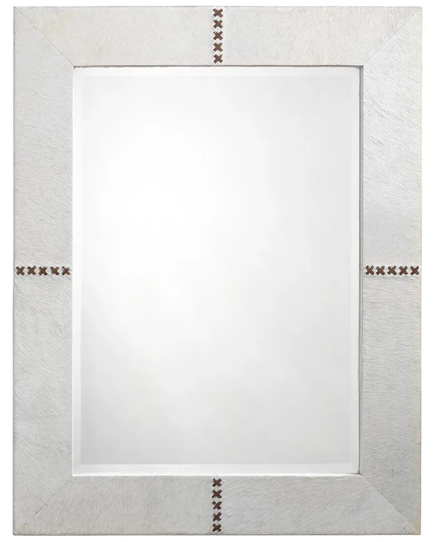 Cross Stitch Rectangle Mirror - White, Hide