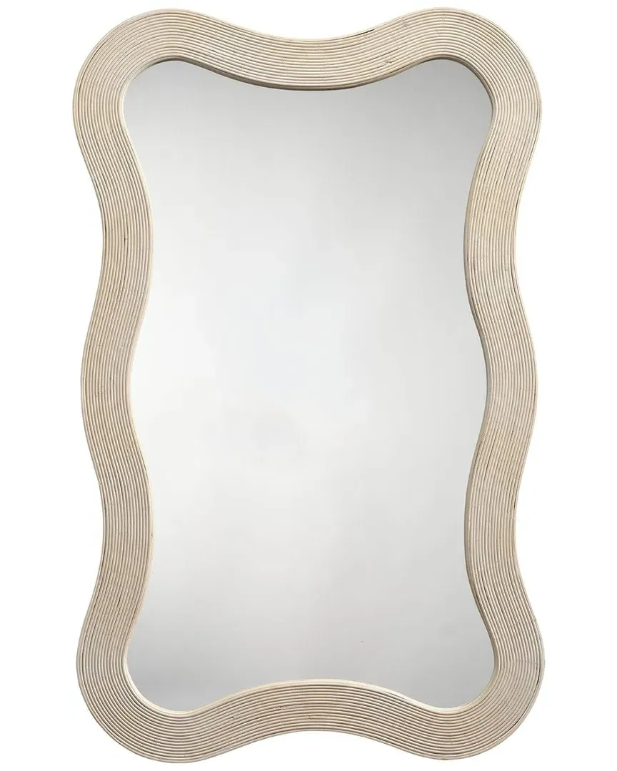 Deli Wavy Wall Mirror - Cream, Bamboo