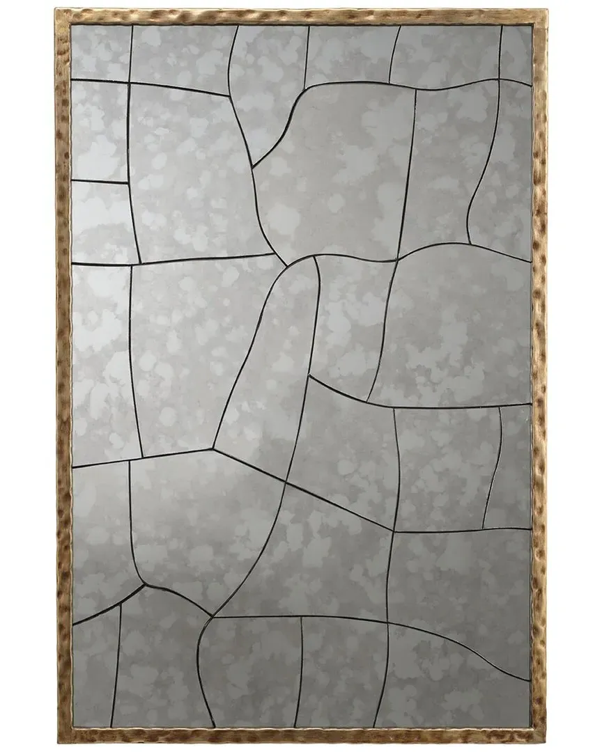 Fractured Hammered Rectangle Wall Mirror - Brass, Iron
