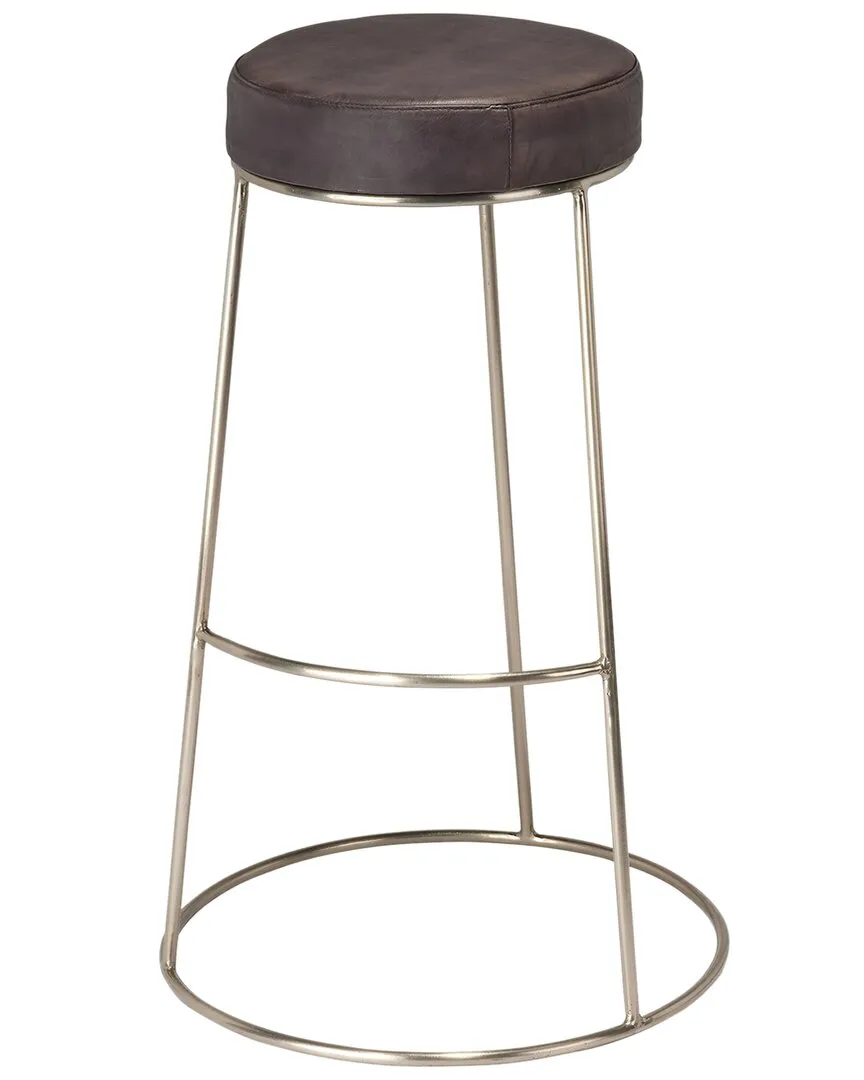 Henry Round Bar Stool - Charcoal, Leather