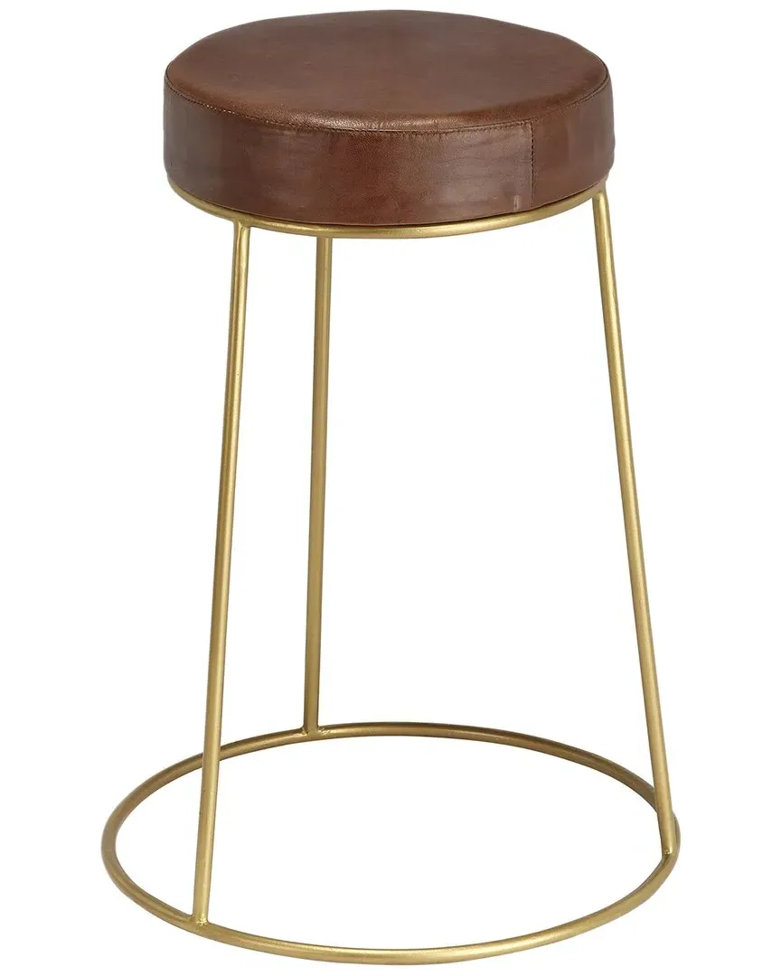 Henry Round Counter Stool - Brown, Leather image