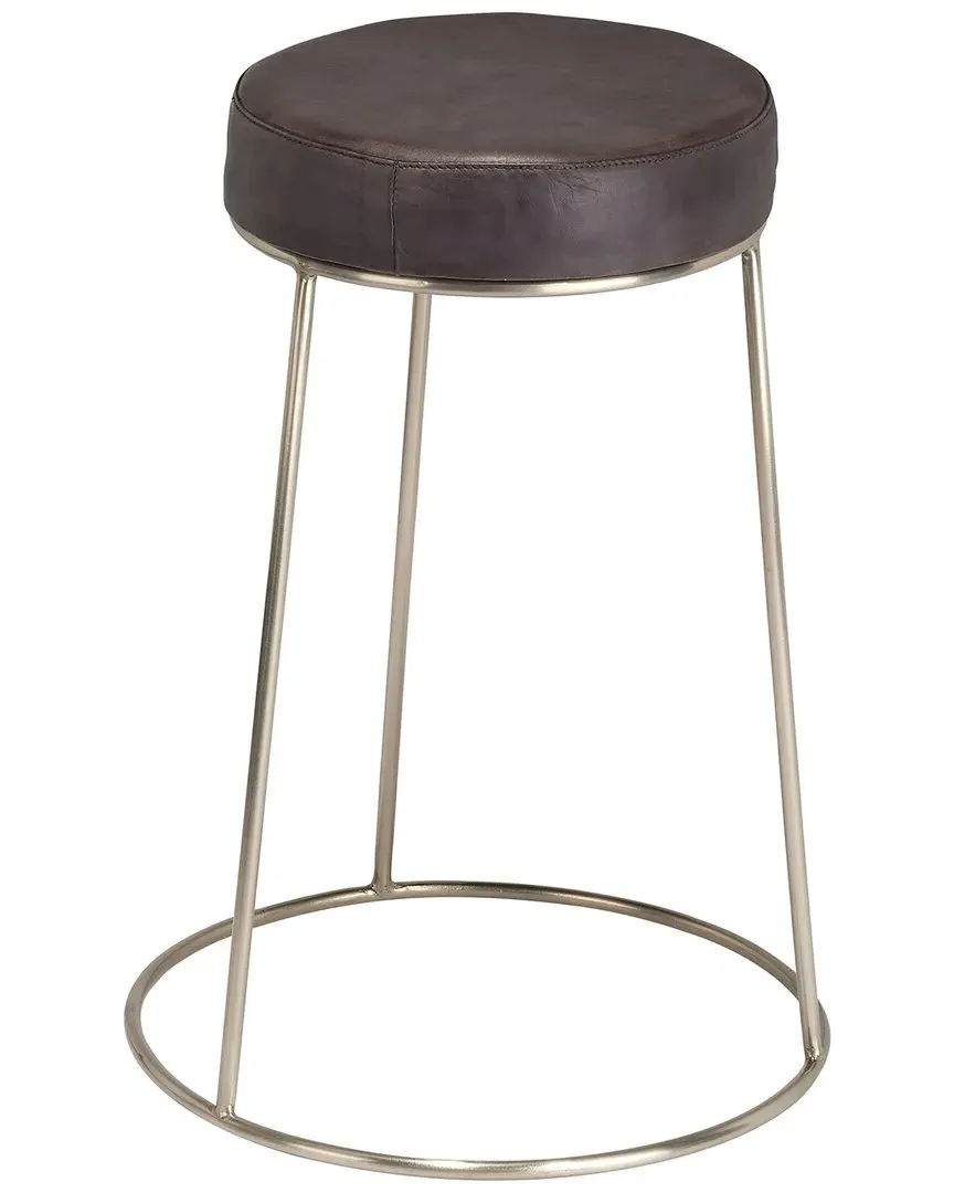 Henry Round Counter Stool - Grey, Leather