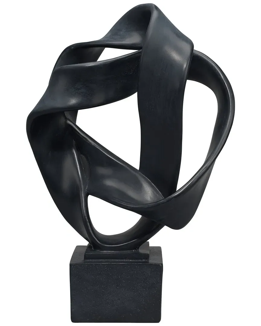 Intertwined Object on Stand - Black, Polyresin image
