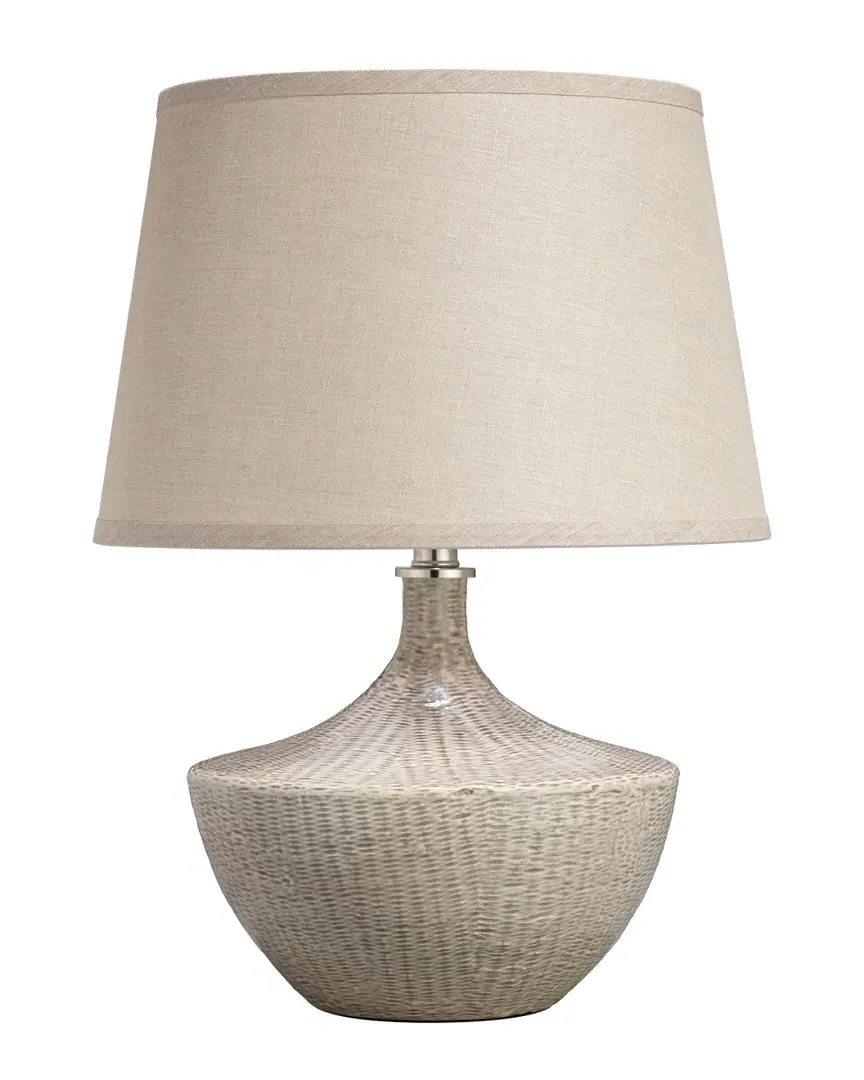 Jamie Young Co. Basketweave Table Lamp - Off White, Ceramic image