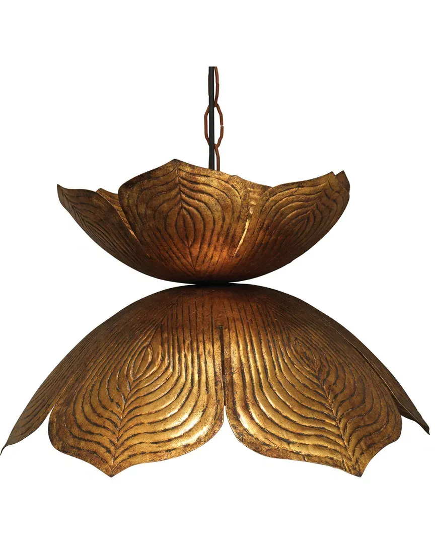 Jamie Young Co. Large Flowering Lotus Pendant - Antique Gold image