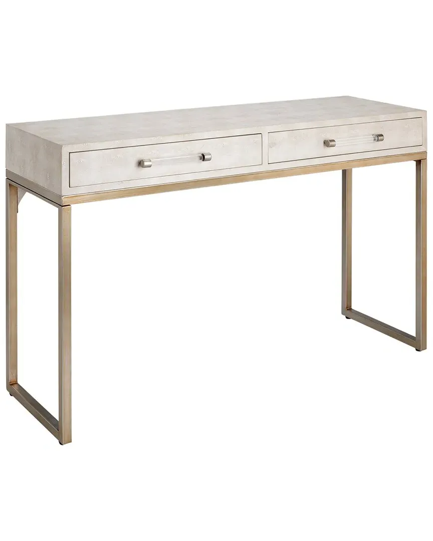Kain Console Table with Drawers - Ivory, Faux Shagreen image