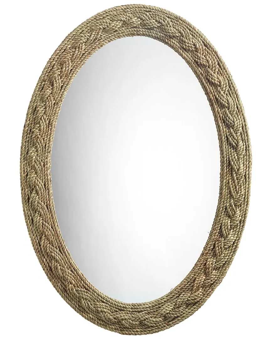 Lark Braided Oval Mirror - Brown, Seagrass