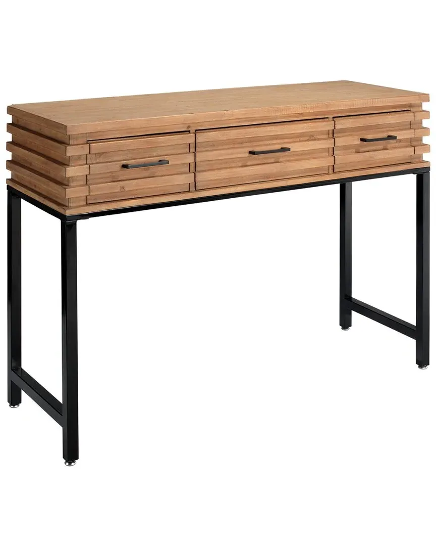 Logan Console Table with 3 Drawers - Natural Wood, Metal image