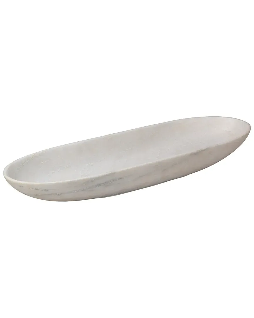 Long Oval Marble Bowl - White