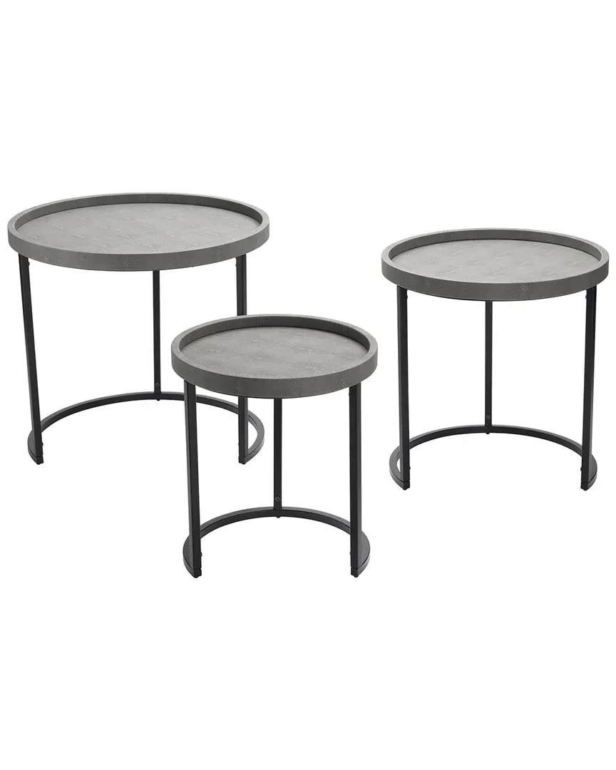 Maddox Nesting Side Tables Set - Grey, Faux Shagreen image